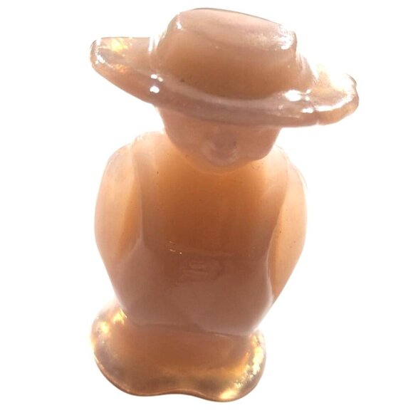 Vtg Pink glass Farmer Wife Figurines Miniatures Boyd Eli Sara Amish Art Decor - Picture 3 of 4